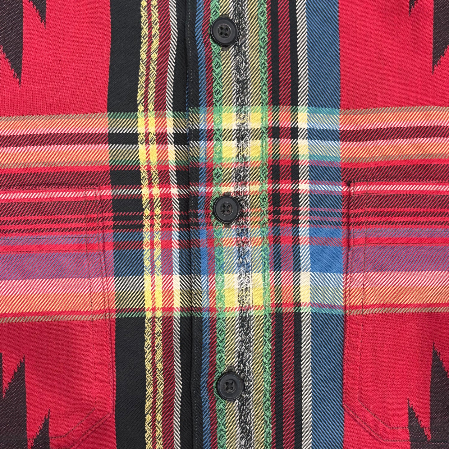 00's Ralph Lauren ラルフローレン ネイティブ柄 シャツ チンスト 赤黒緑青黄 (XL)/A2499S-SO