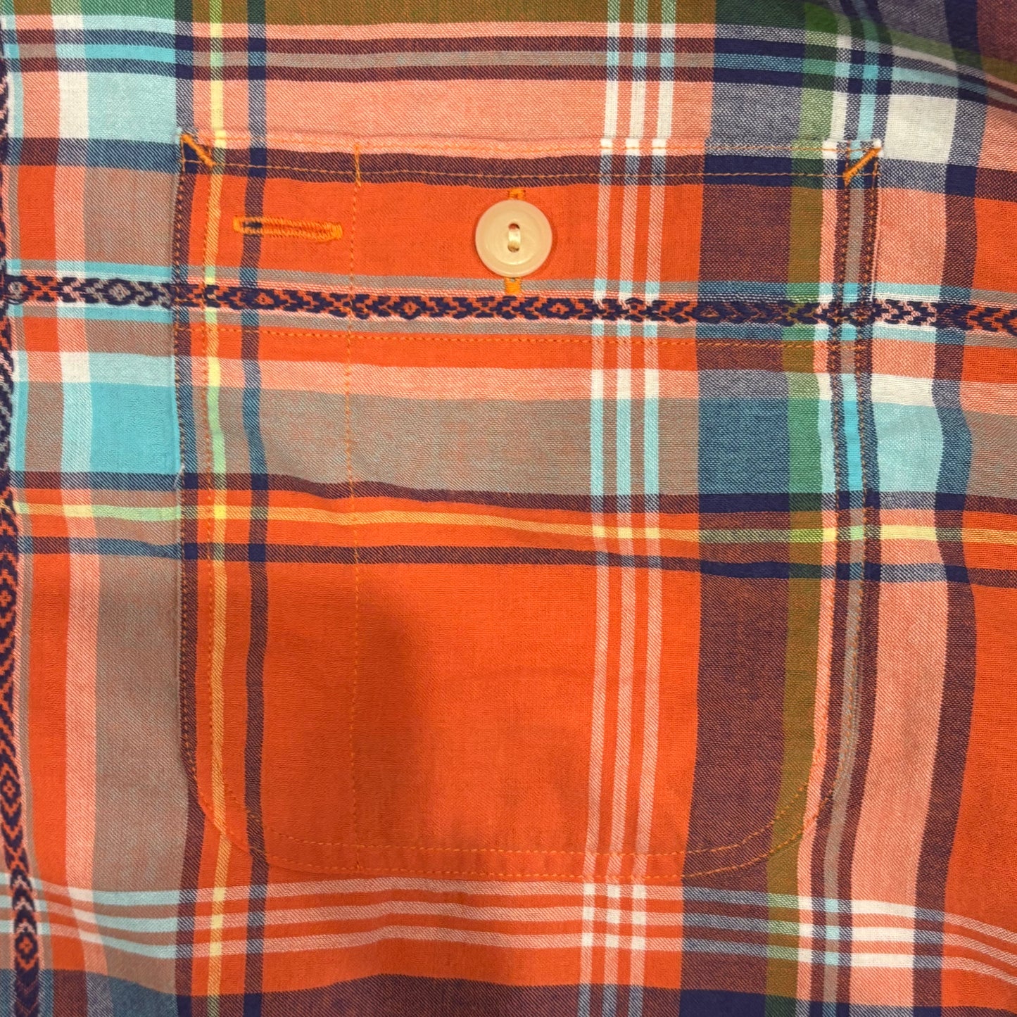 00's Ralph Lauren ラルフローレン チェックシャツ オレンジ青緑 (2XL)/A4604S-SO