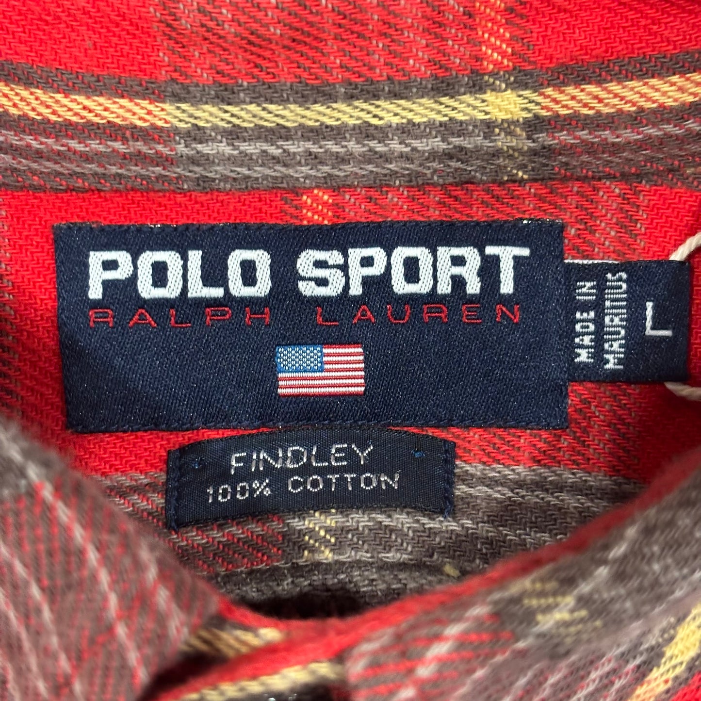 00's Polo Sport Ralph Lauren ラルフローレン チェックシャツ 赤黄茶 (L)/B0135S-SO