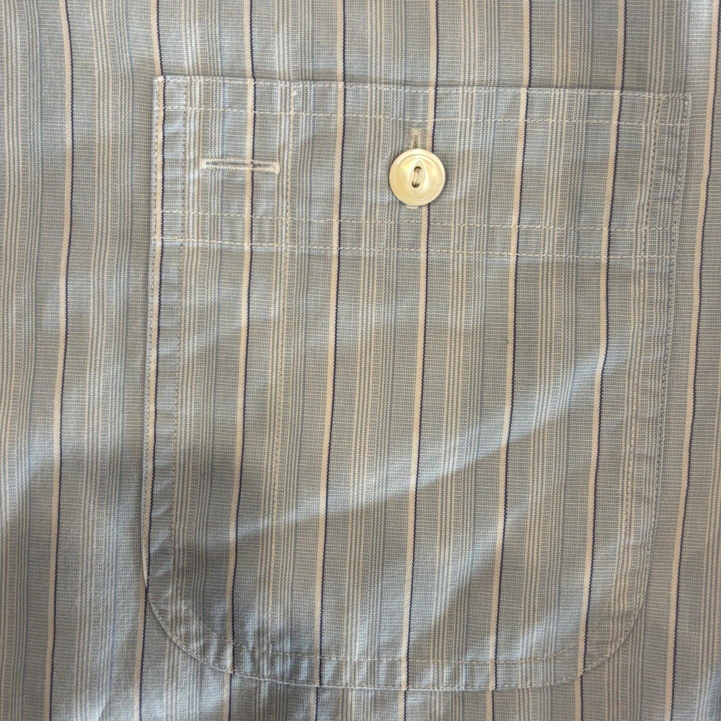 00's Ralph Lauren ラルフローレン ストライプシャツ チンスト 水色白青 (L)/A7962S-SO