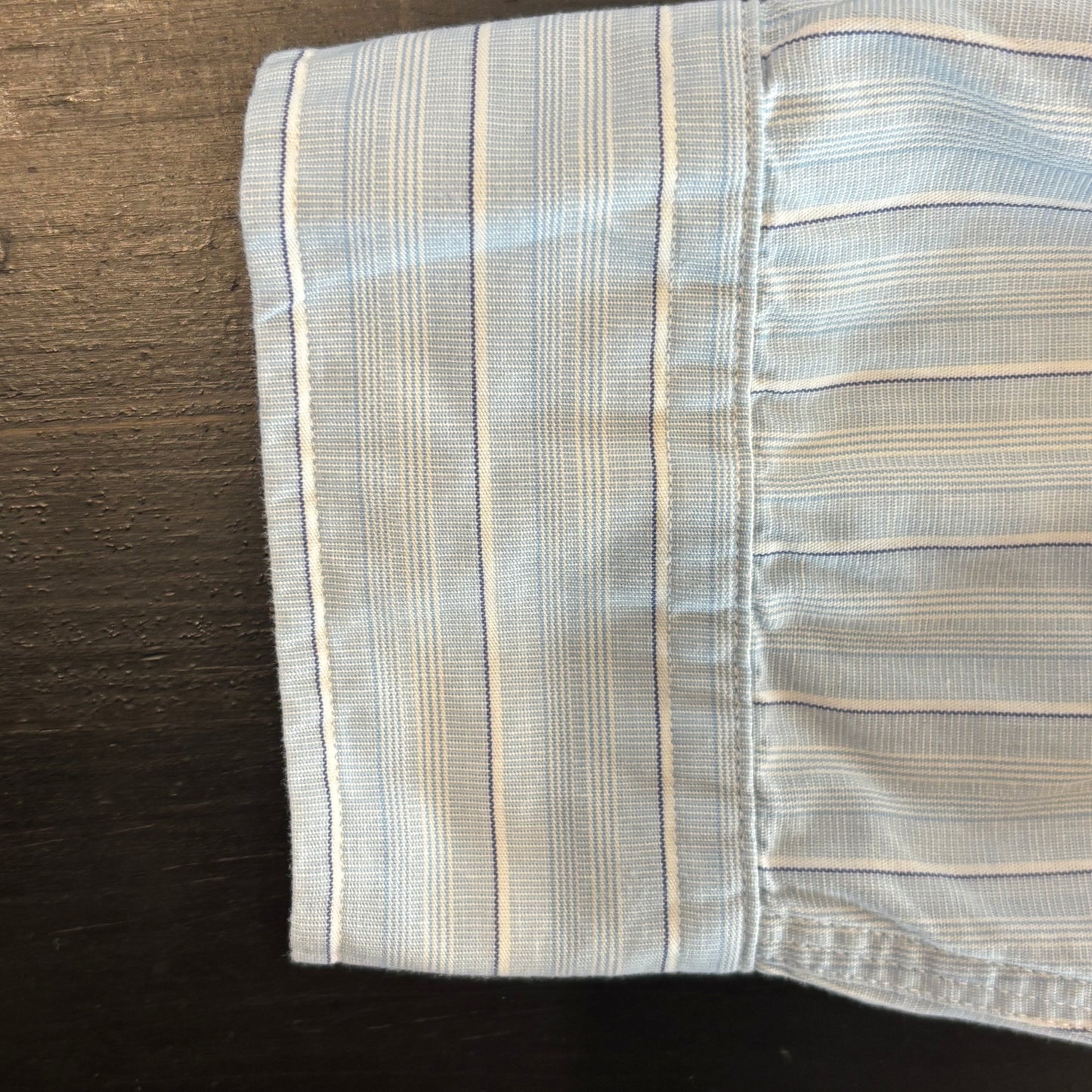 00's Ralph Lauren ラルフローレン ストライプシャツ チンスト 水色白青 (L)/A7962S-SO