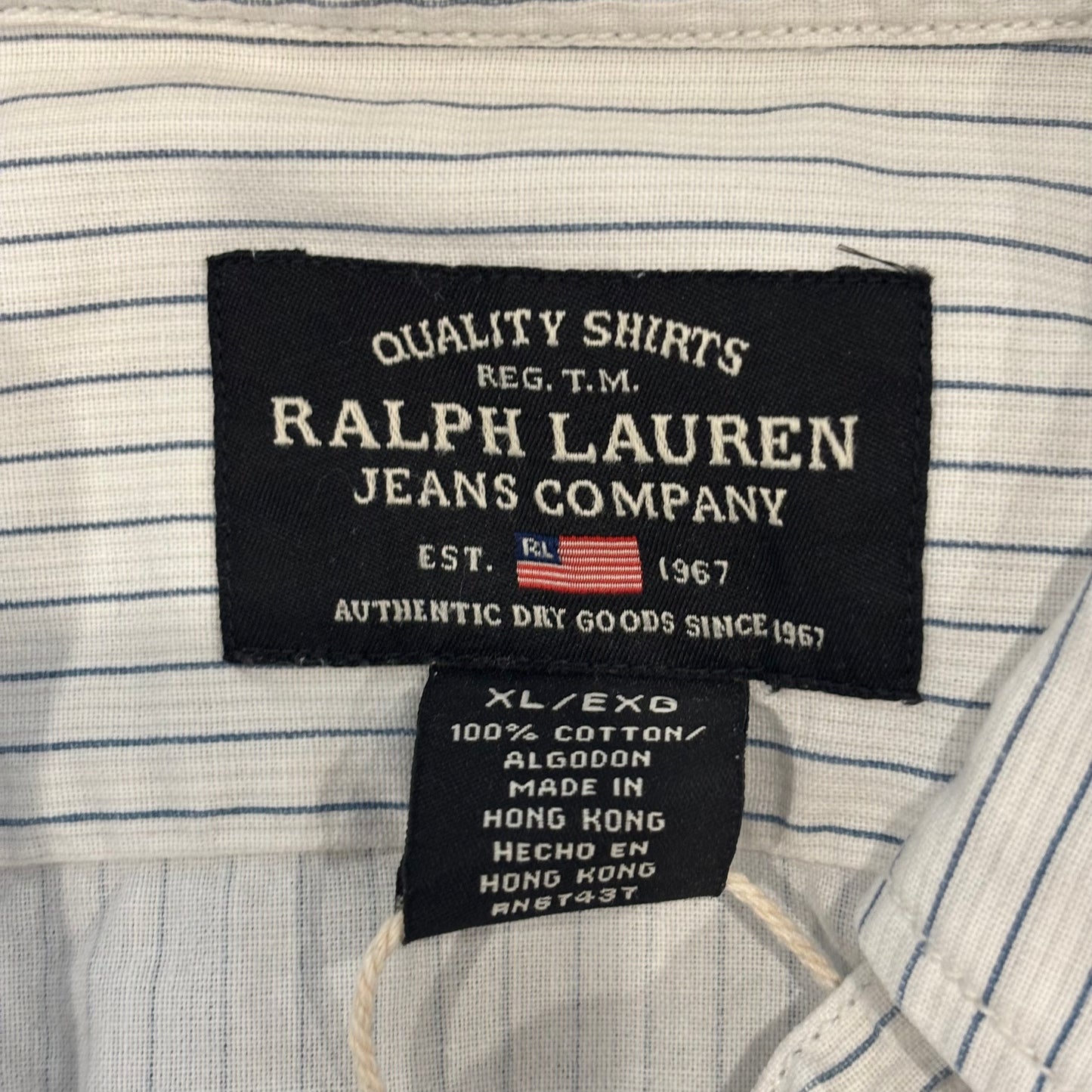 00's Ralph Lauren ラルフローレン ストライプシャツ 白青 (XL)/A7963S-SO