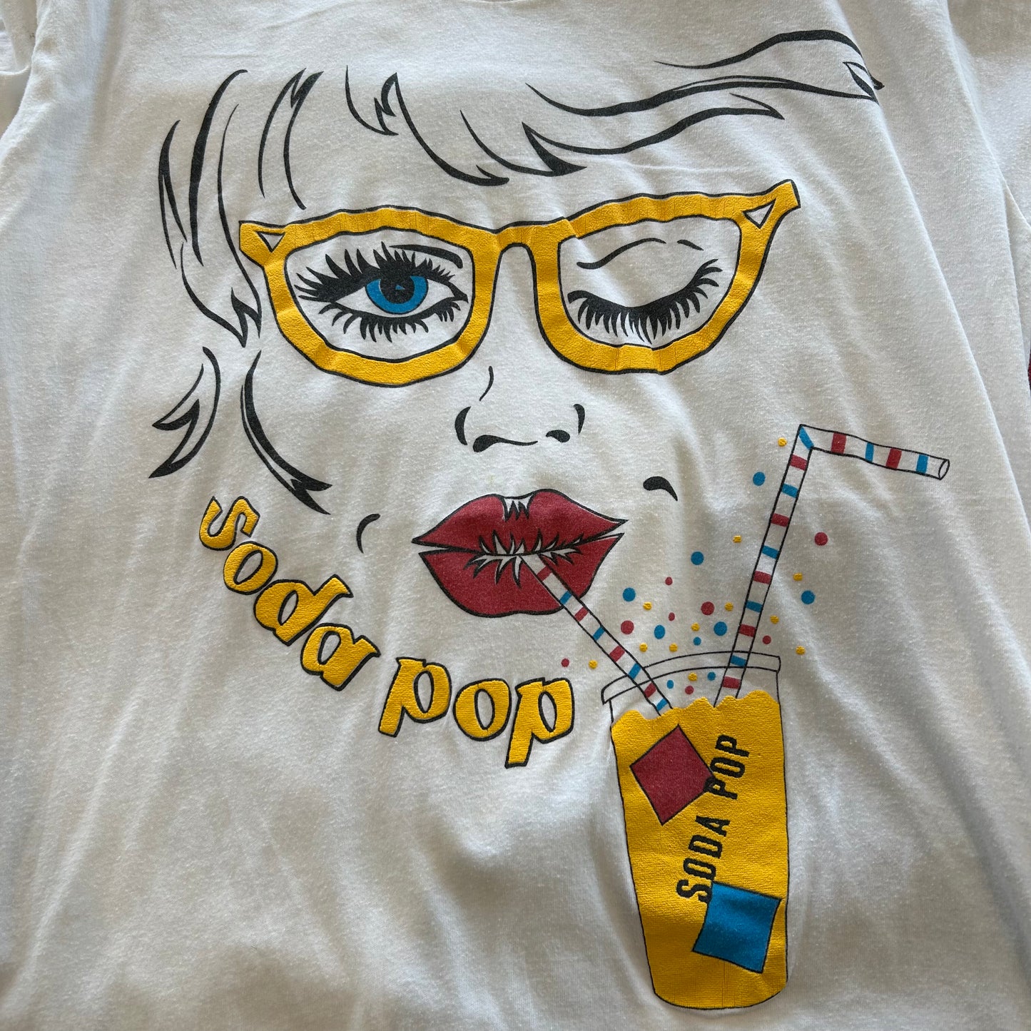 80's HANDTEX Soda Pop イラストプリントTシャツ 白(XL)/B2177T-SO