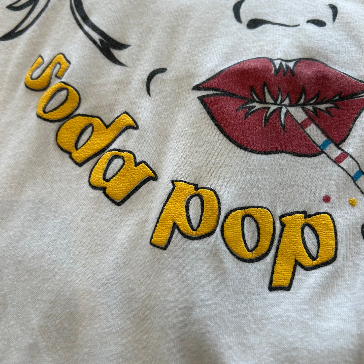 80's HANDTEX Soda Pop イラストプリントTシャツ 白(XL)/B2177T-SO