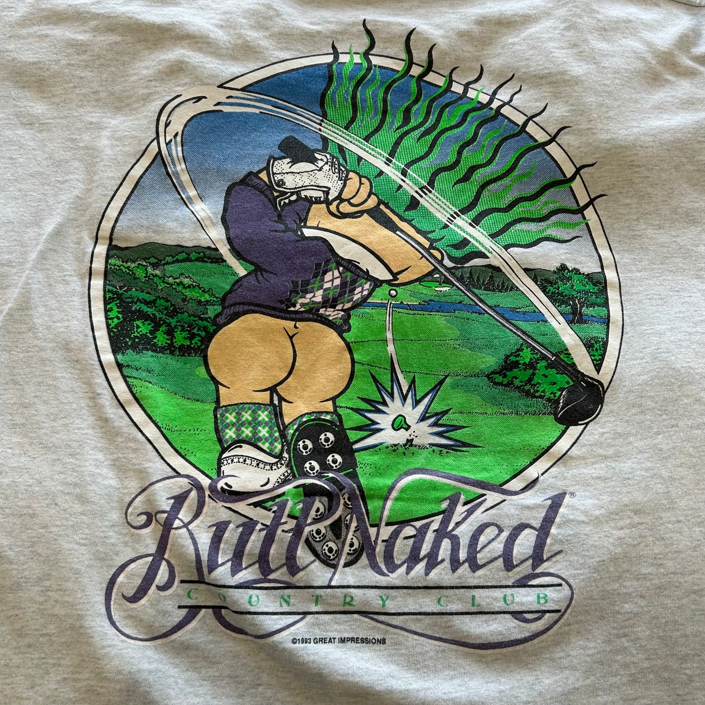 90's Fruit of The Loom Butt Naked Country Club トロール人形 Tシャツ ゴルフ グレー(XL)/B2422T-SO