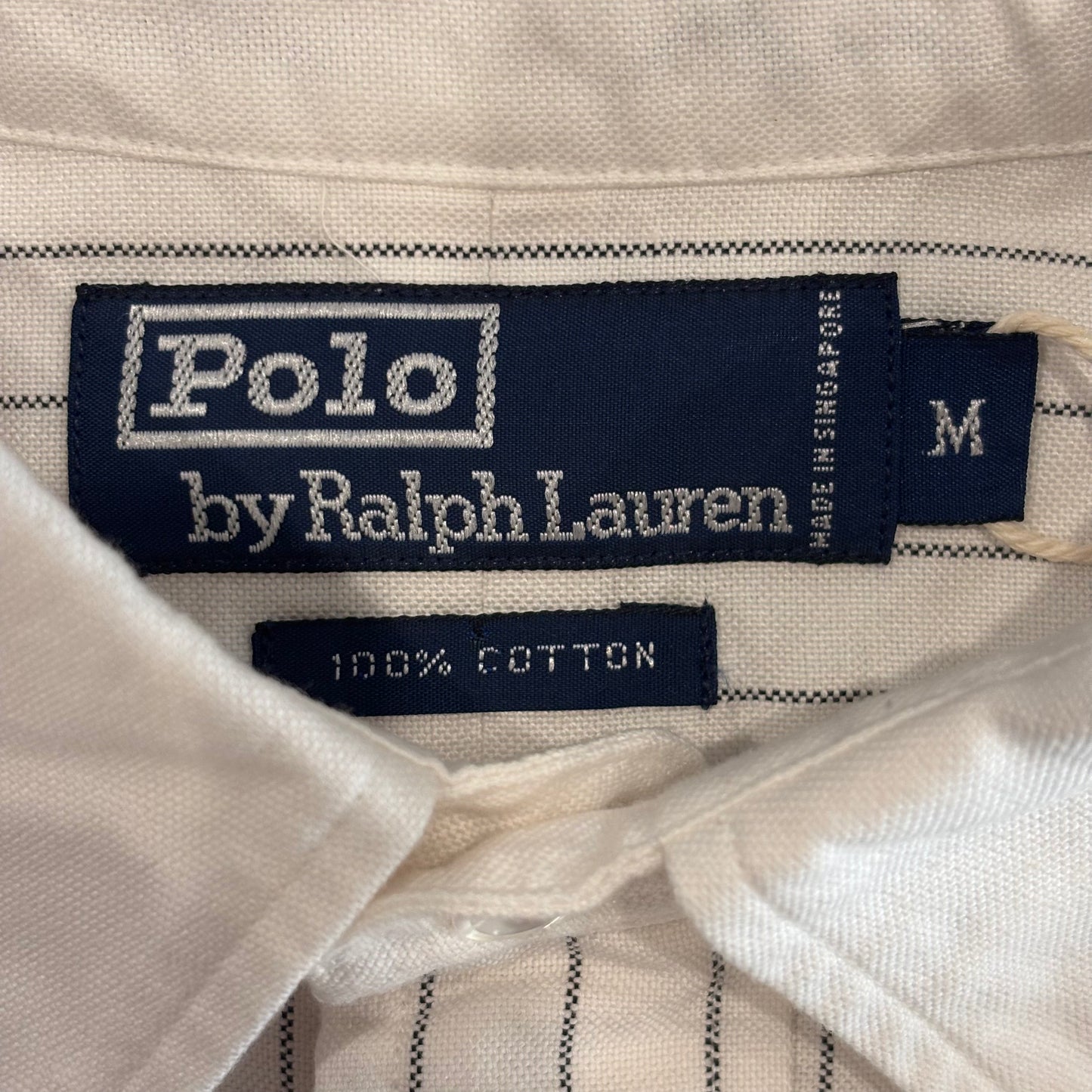 00's Ralph Lauren ラルフローレン ストライプシャツ 白青 (M)/A1595S-SO