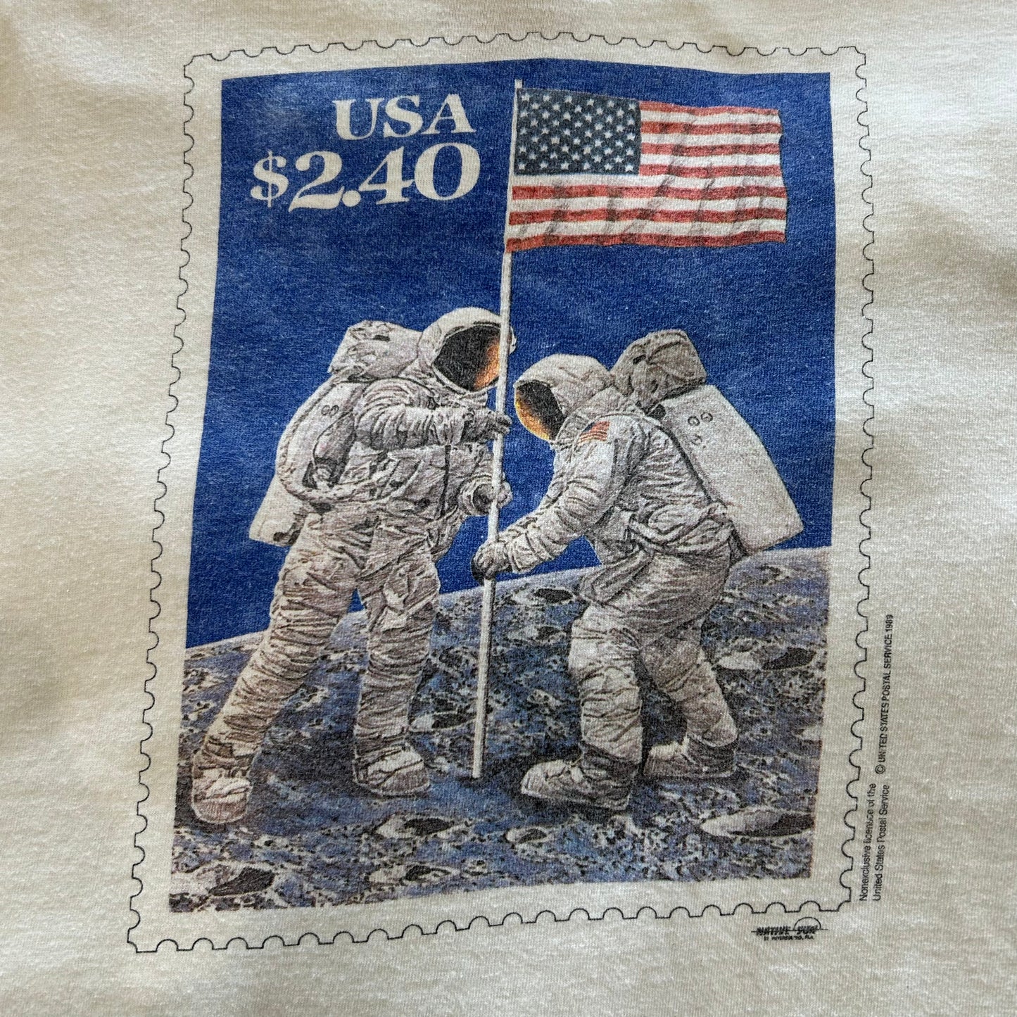 90's anvil アポロ11号月面着陸記念切手プリントTシャツ 白(XL)B1942T-SO