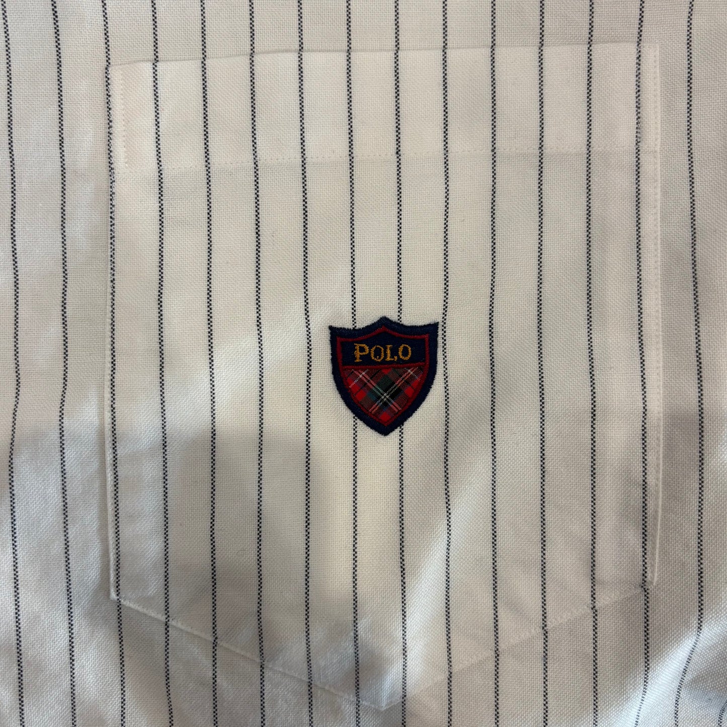 00's Ralph Lauren ラルフローレン ストライプシャツ 白青 (M)/A1595S-SO