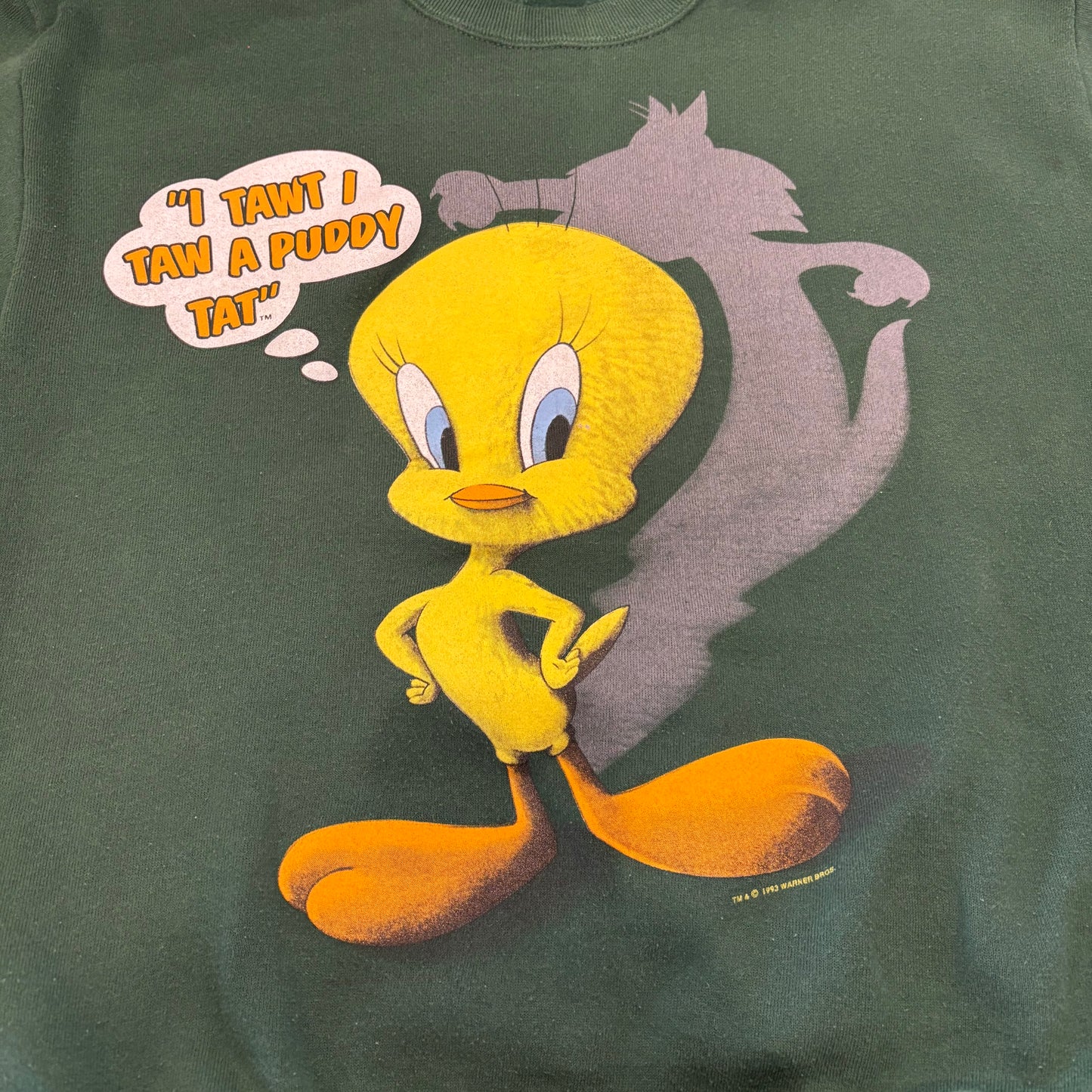 90's JERZEES ルーニー・テューンズ ”TWEETY” キャラクタースウェット (L)/B0541S-SO