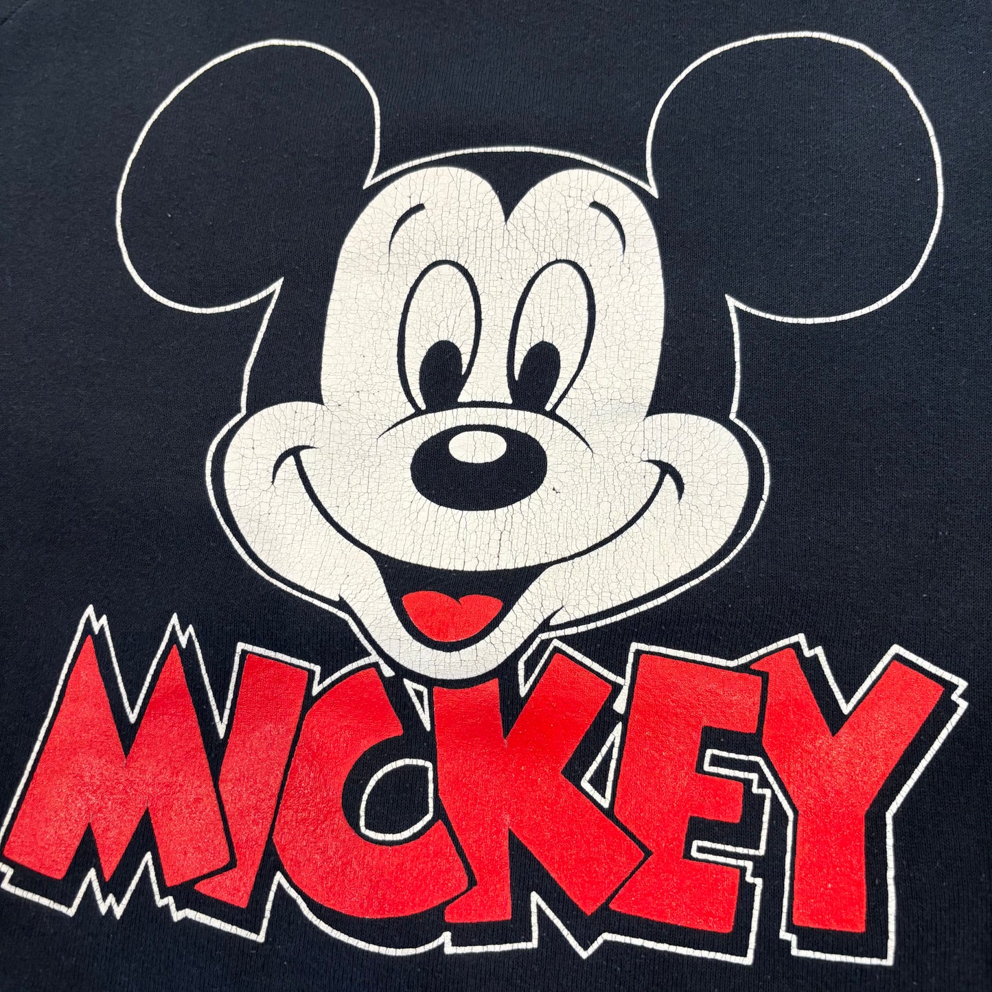 80's Disney ミッキー ラグラン スウェット 黒 XL /A8263S-SO