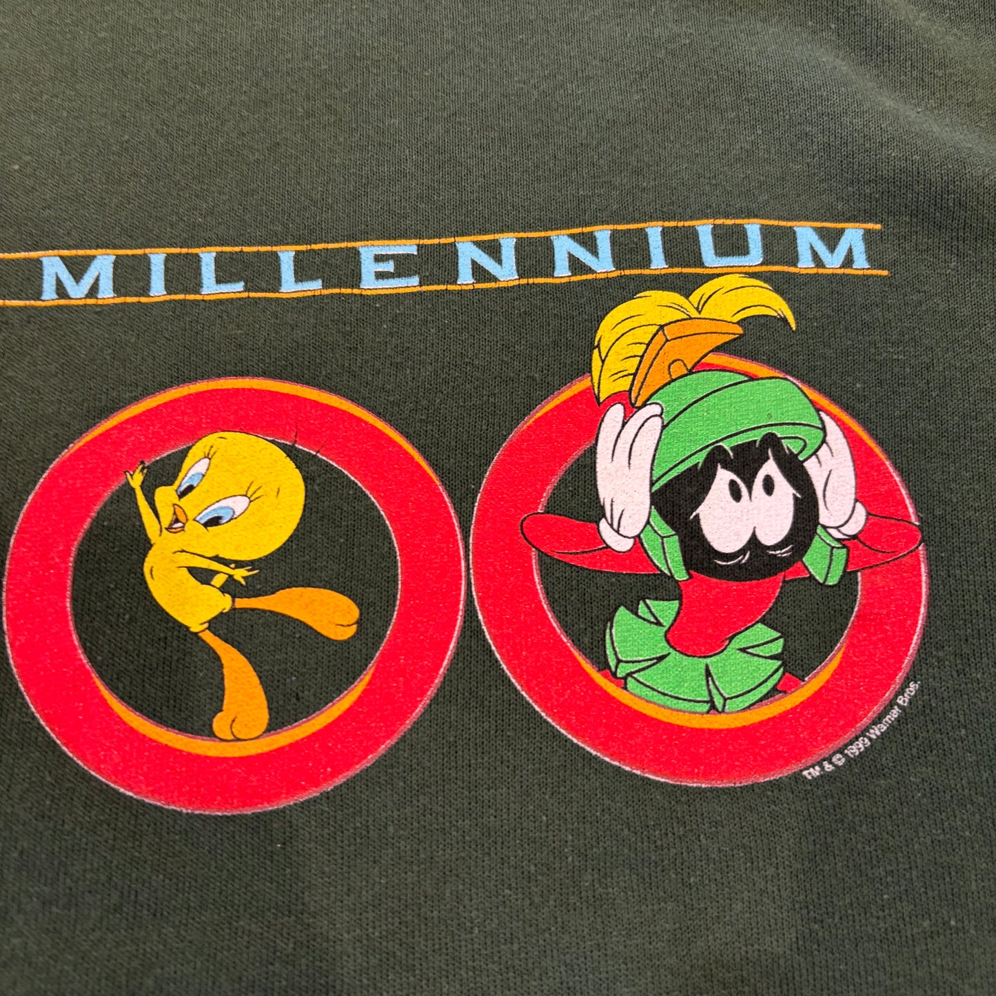 00's ルーニーテューンズ THE NEW MILLENNIUM 2000 プリント スウェット 緑 XL /A7901S-SO