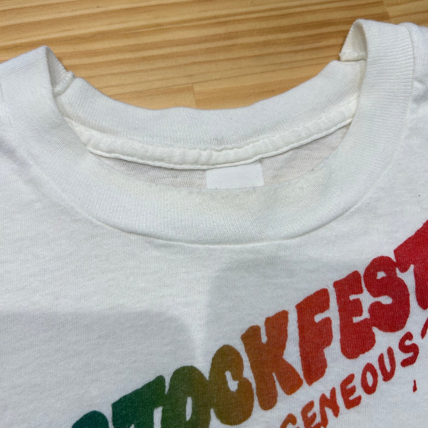 70's Fruit of The Loom WOOD STOCK Fes Tシャツ 白(サイズ不明)/A6451T-SO