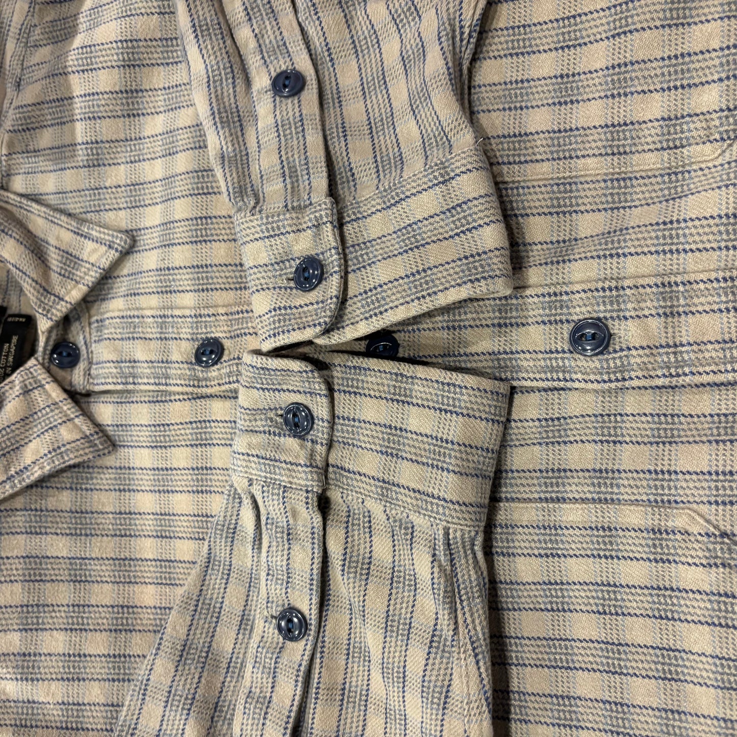 90's RRL ラルフローレン フランネルシャツ チェック グレー青 (L)/A7531S-SO