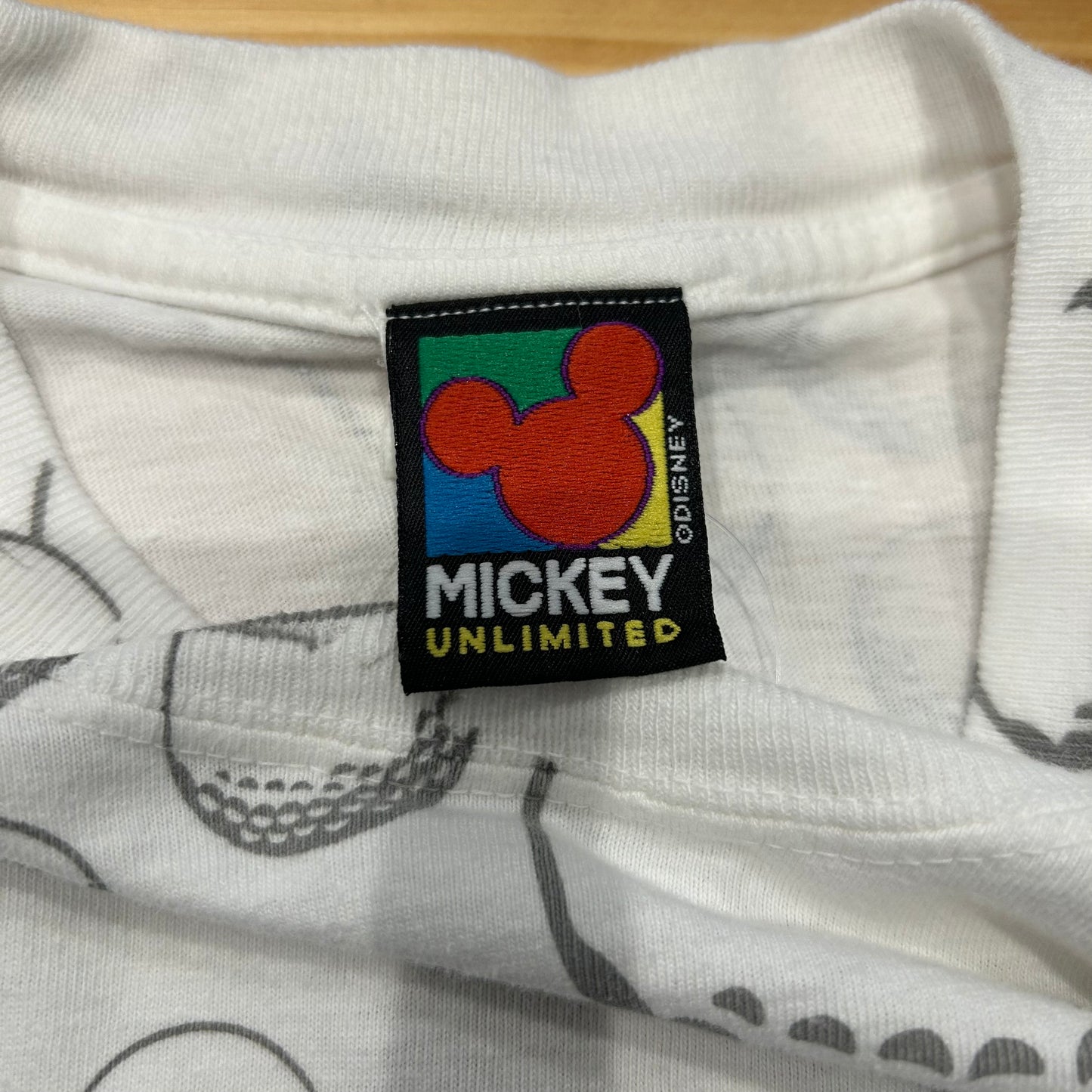 90's MICKEY UNLIMITED グーフィー ゴルフTシャツ ゴルフボール総柄 白(L)/B2166T-SO