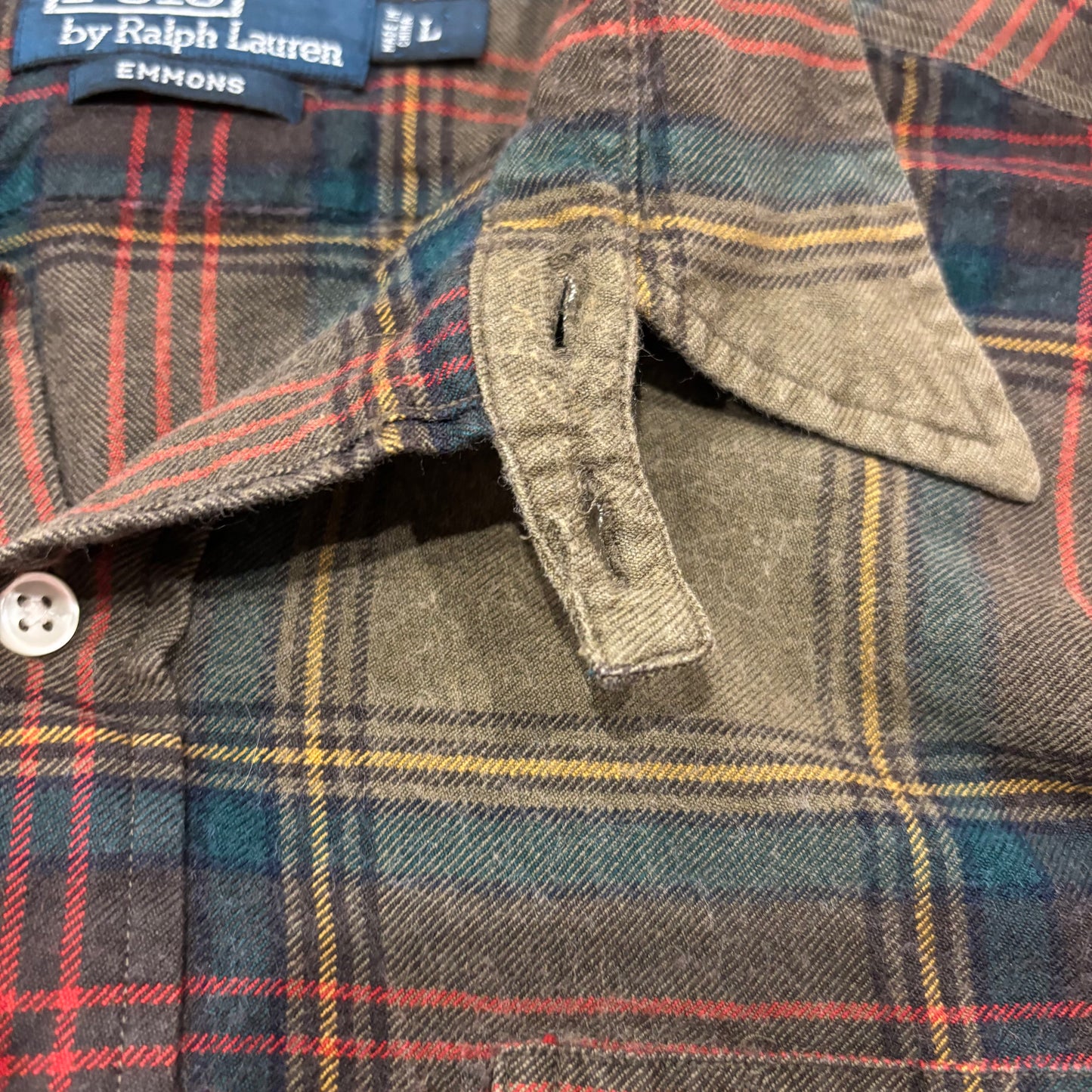 00's Ralph Lauren ラルフローレン チェックシャツ EMMONS カーキ (L)/A7870S-SO