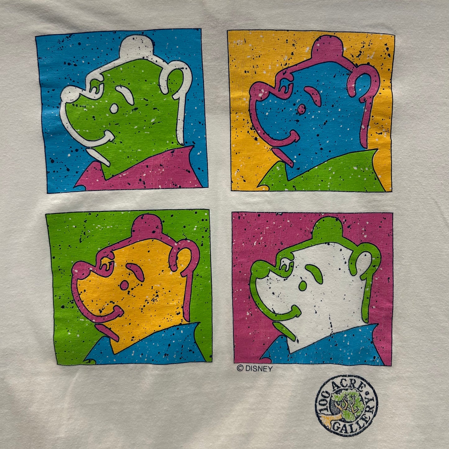 90's ONEITA ディズニー クマのプーさん アンディ・ウォーホル風アートTシャツ 白(XL)/B2002T-SO