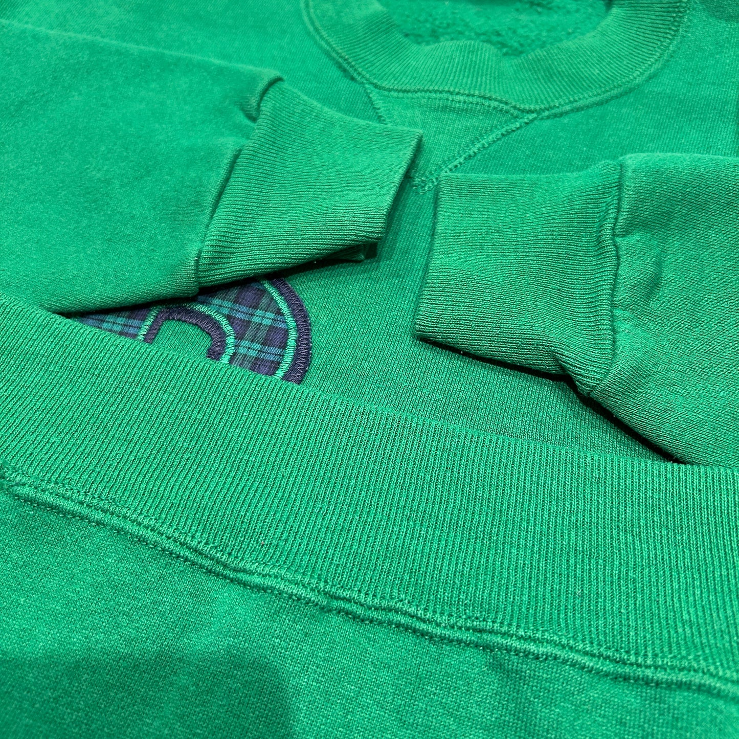 90's RUSSELL ATHLETIC ”BG" パッチ カレッジ スウェット グリーン (XL)/B0180S-SO