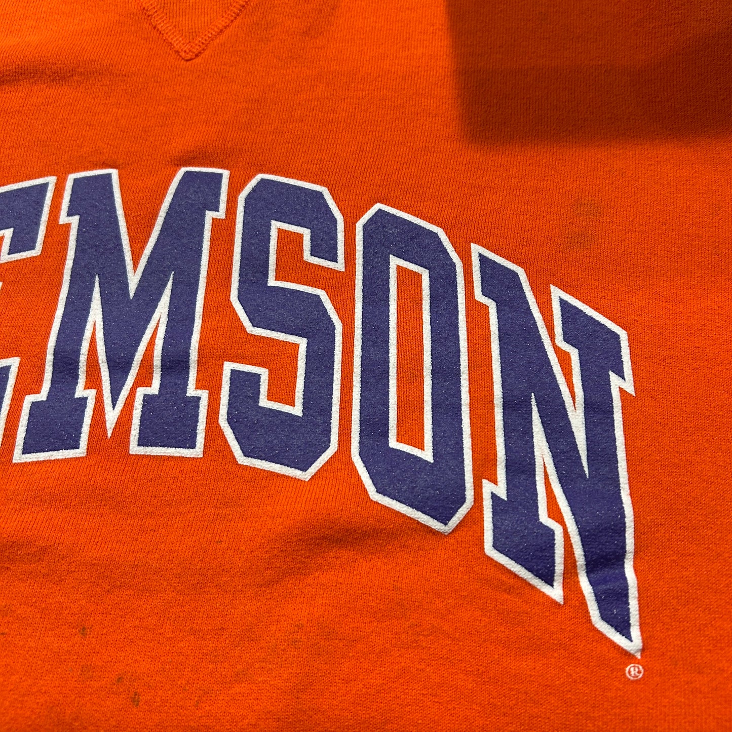 90's ~ RUSSELL ATHLETICS ”CLEMSON” カレッジ スウェット オレンジ (不明)/B1594S-SO