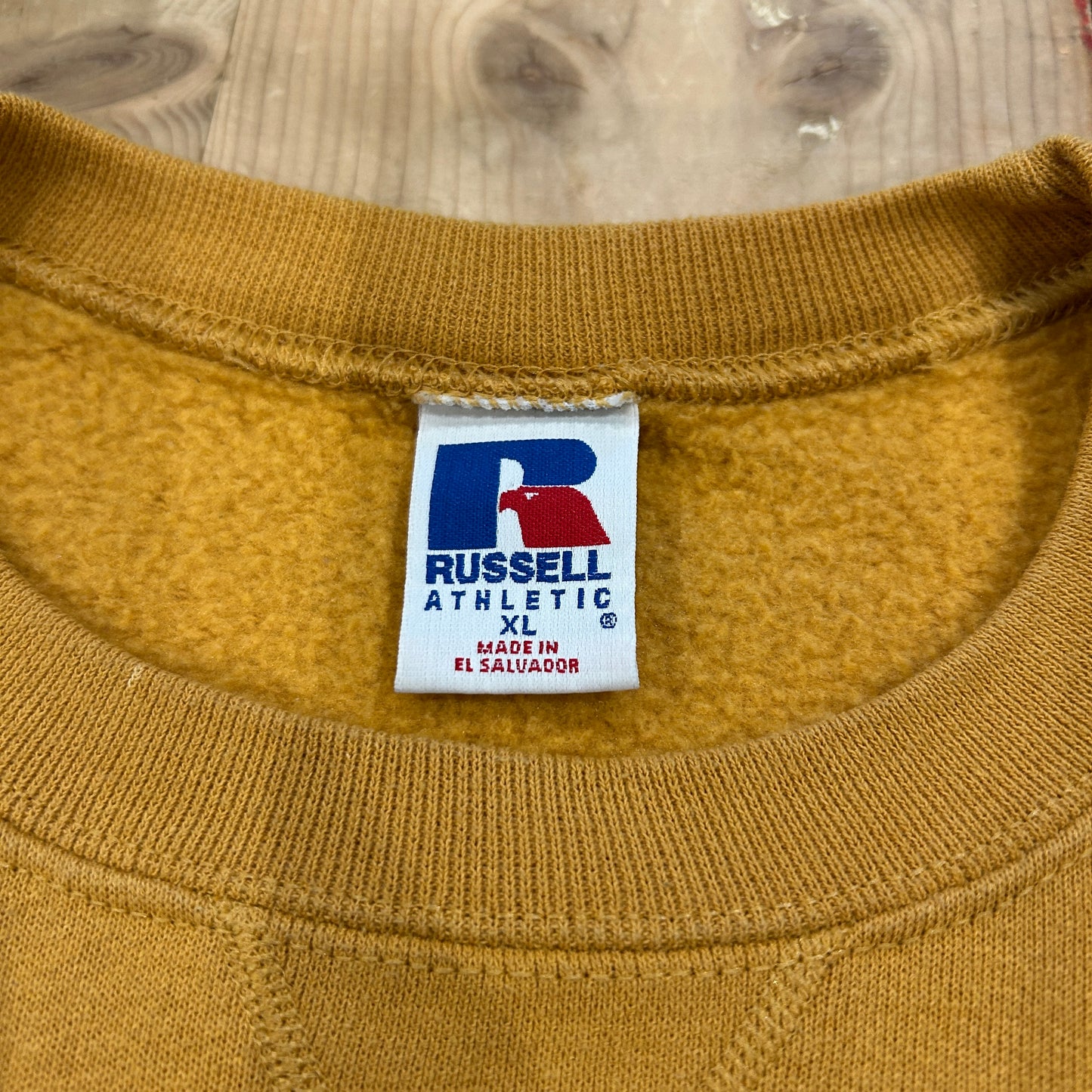 00's RUSSELL ATHLETIC ”OAK RIDGE" カレッジ スウェット マスタード(XL)/B2847S-SO