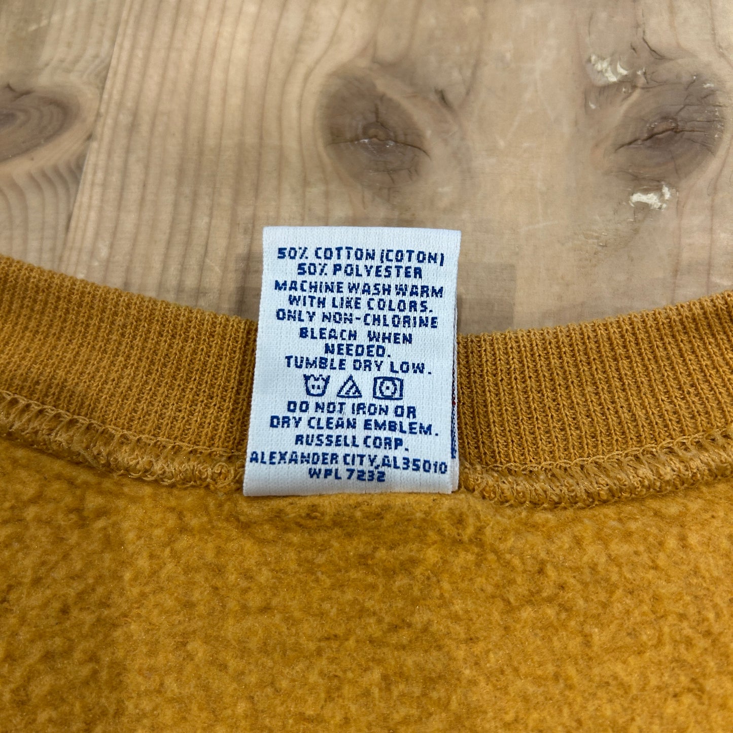 00's RUSSELL ATHLETIC ”OAK RIDGE" カレッジ スウェット マスタード(XL)/B2847S-SO