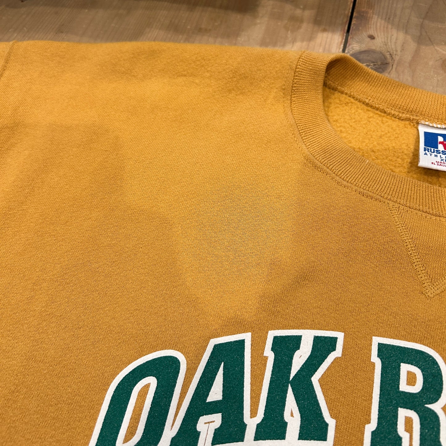 00's RUSSELL ATHLETIC ”OAK RIDGE" カレッジ スウェット マスタード(XL)/B2847S-SO