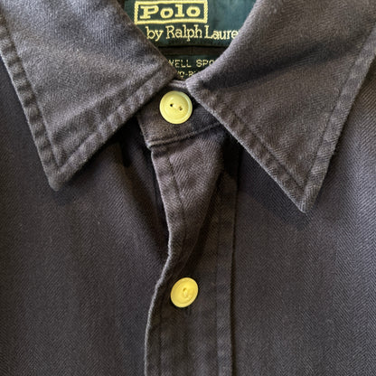 90's Polo by Ralph Lauren ラルフ　"Lowell Sport" コットンヘリンボーンシャツ(M)/C1431SH-SO