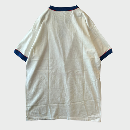 80's Disney World 15周年記念 ミッキー キャラクター リンガーTシャツ 白 (L)/A7625T-SO