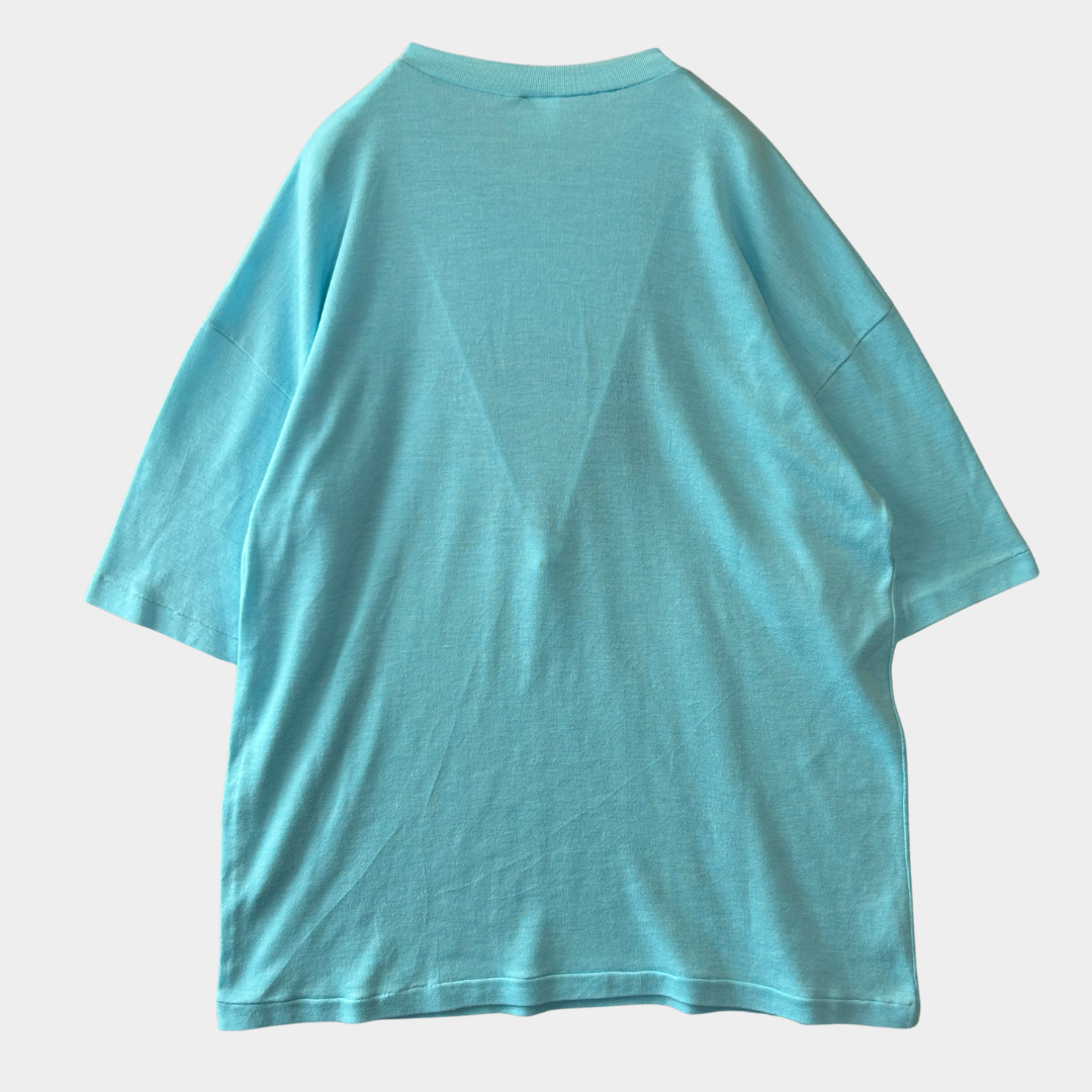 ８0's Unknown It's not my job,mon 染み込みプリント メッセージTシャツ ブルー /C0703T-SO
