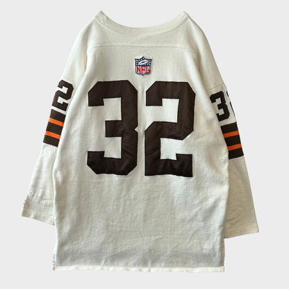 90's Champion チャンピオン NFL ブラウンズ 七分袖 フットボールTシャツ ロンT アイボリー (L) /B2198T-SO