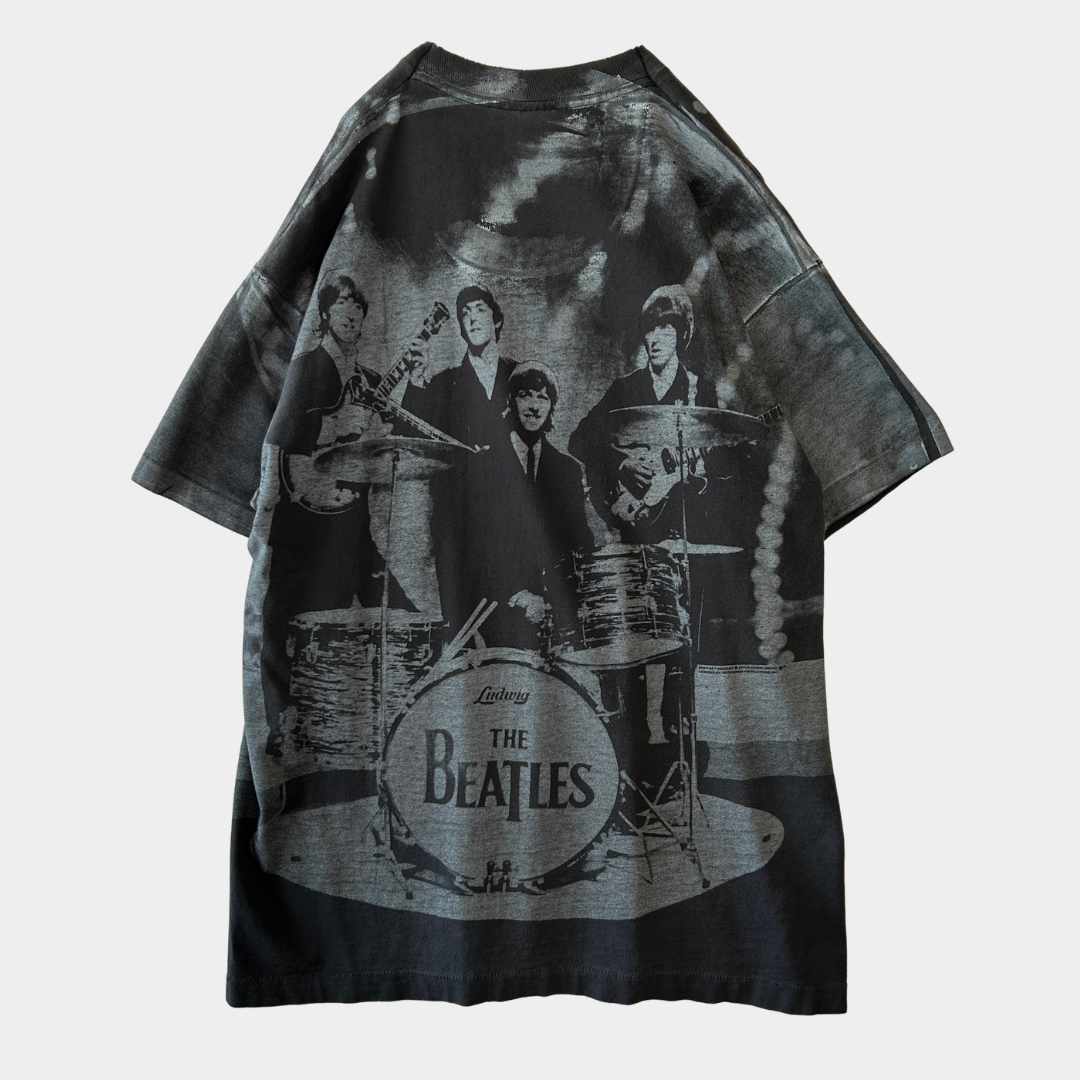 90's The Beatles ビートルズ オールオーバープリント バンドTシャツ ブラック(XL)/C0803T-SO
