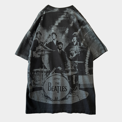 90's The Beatles ビートルズ オールオーバープリント バンドTシャツ ブラック(XL)/C0803T-SO