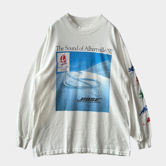 90's １９９２アルベールビルオリンピック ロンT BOSE Tシャツ 白(L)/B2165T-SO