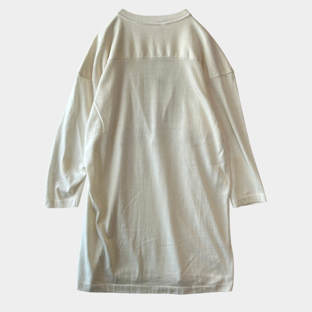 70's Champion チャンピオン フットボールTシャツ コットン/ナイロン ３段プリント 白紫(L)/C1018T-SO