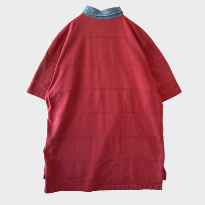 90-00's Polo by Ralph Lauren デニム襟 ラルフローレン ラガーシャツ コーラルレッド (L)/B4003S-SO