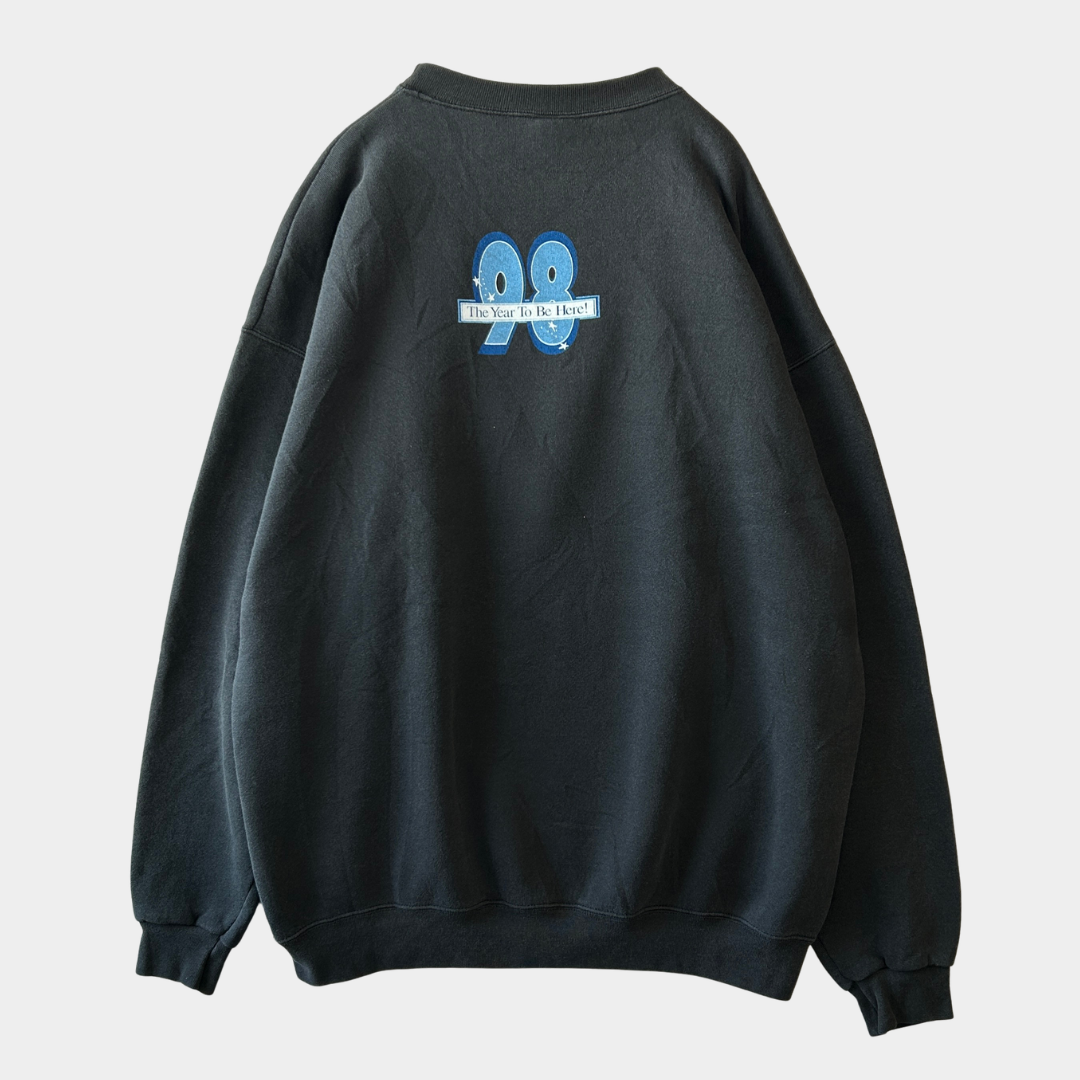 90's Walt Disney World  ミッキーマウス ファンタジア 98’ プリントスウェット 黒(XXL)/C0326S-SO