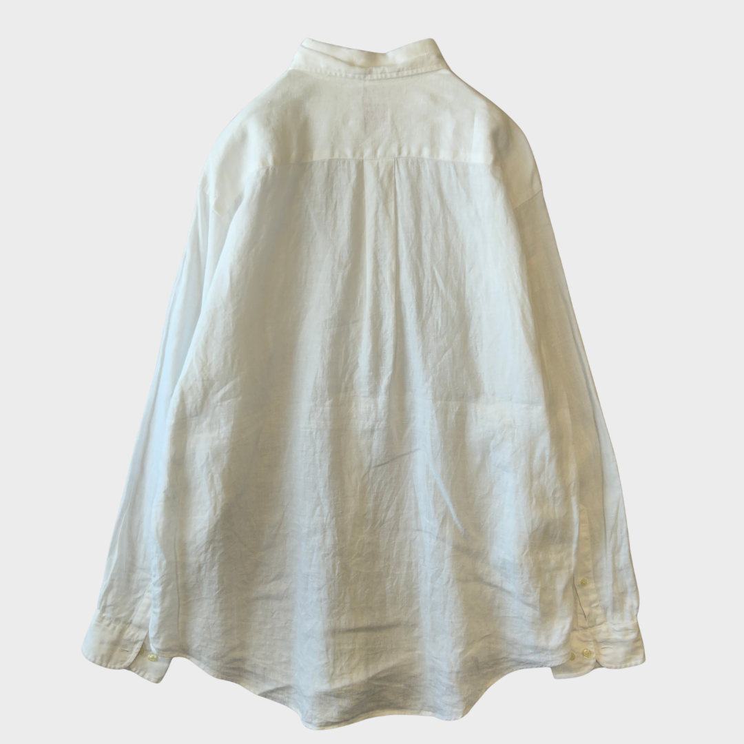 90's Brooks Brothers ブルックス 長袖リネンシャツ 白 (L)/A4561SH-SO