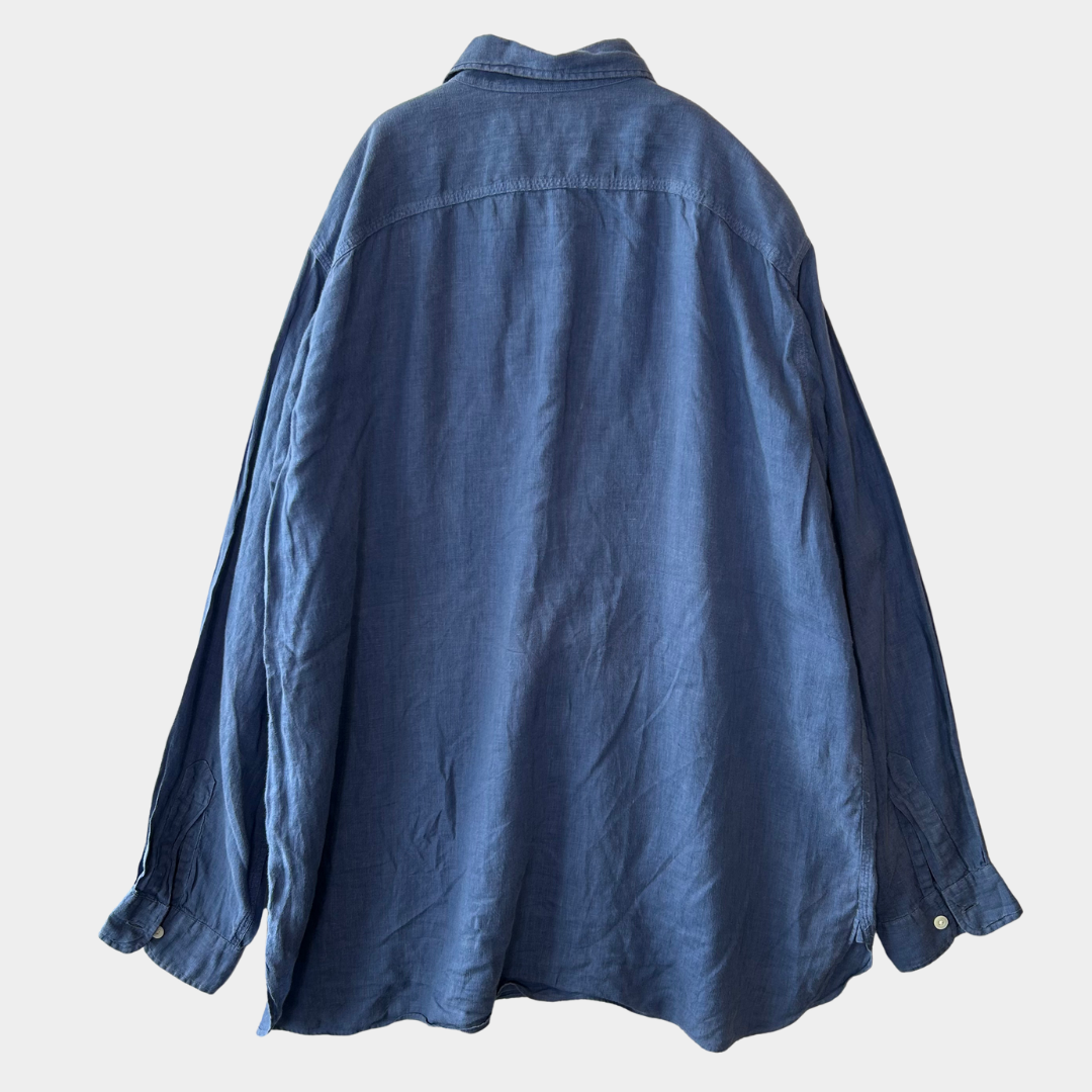 90s polo ラルフローレン リネン 長袖 シャツ XXL 濃紺 ゆるだぼ 90s polo ラルフローレン リネン 長袖 シャツ XXL 濃紺 ゆるだぼ