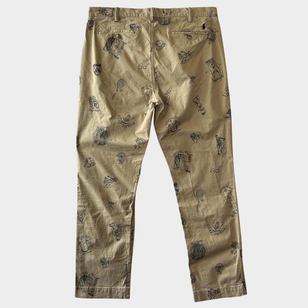 Polo Ralph Lauren ラルフローレン STRETCH STRAIGHT FIT ポロチノ グラフィックプリントチノパン ベージュ(36×32)/B1563P