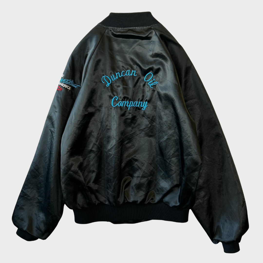 90's ブランド不明 ナイロンスタジャン シボレー Owens 66 racing   黒 (M)/A7720J-SO