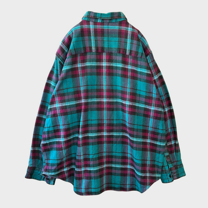 00's Wear Guard フランネルチェックシャツ ターコイズブルー マゼンタ 黒 (XXL)/B3055SH-SO