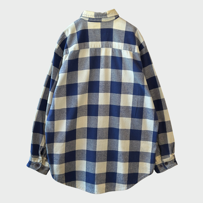 00's Dickies ブロックチェックシャツ 青白 (L)/A8813S-SO