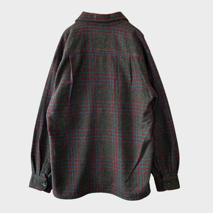 60's Towncraft ウールチェックシャツ 黒赤青 (M)/A8293S-SO