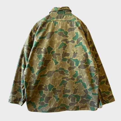 80's Wool Rich ダックハンターカモ コットンシャツ 茶緑黄土 (L)/A9002S-SO