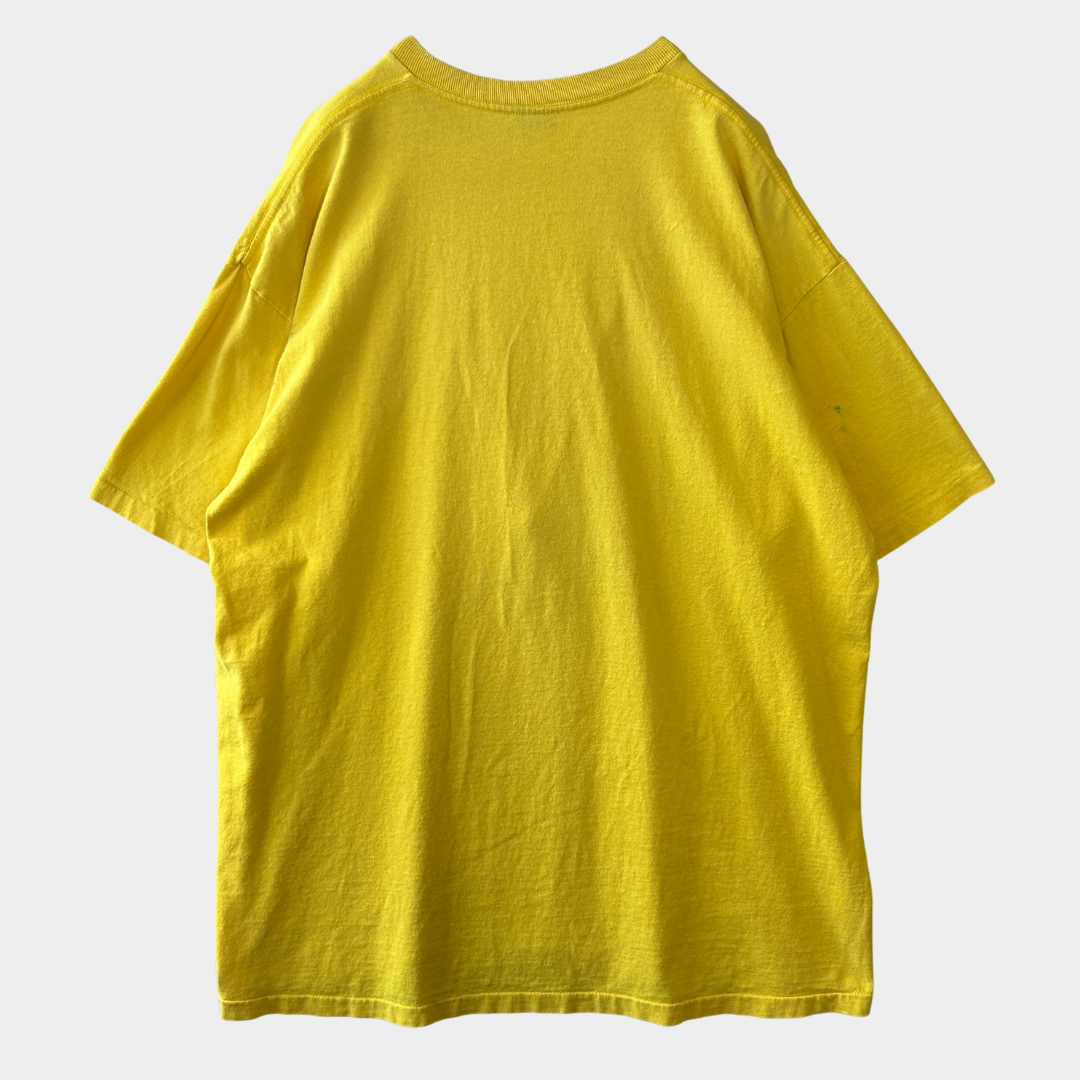 90's Stussy ステューシー スニーカー プリントTシャツ イエロー(XL)/C0744T-SO