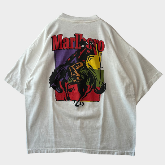 90's AMERICAN BORN Malboro バックプリントTシャツ 企業T 白(XL)/A6440T-SO