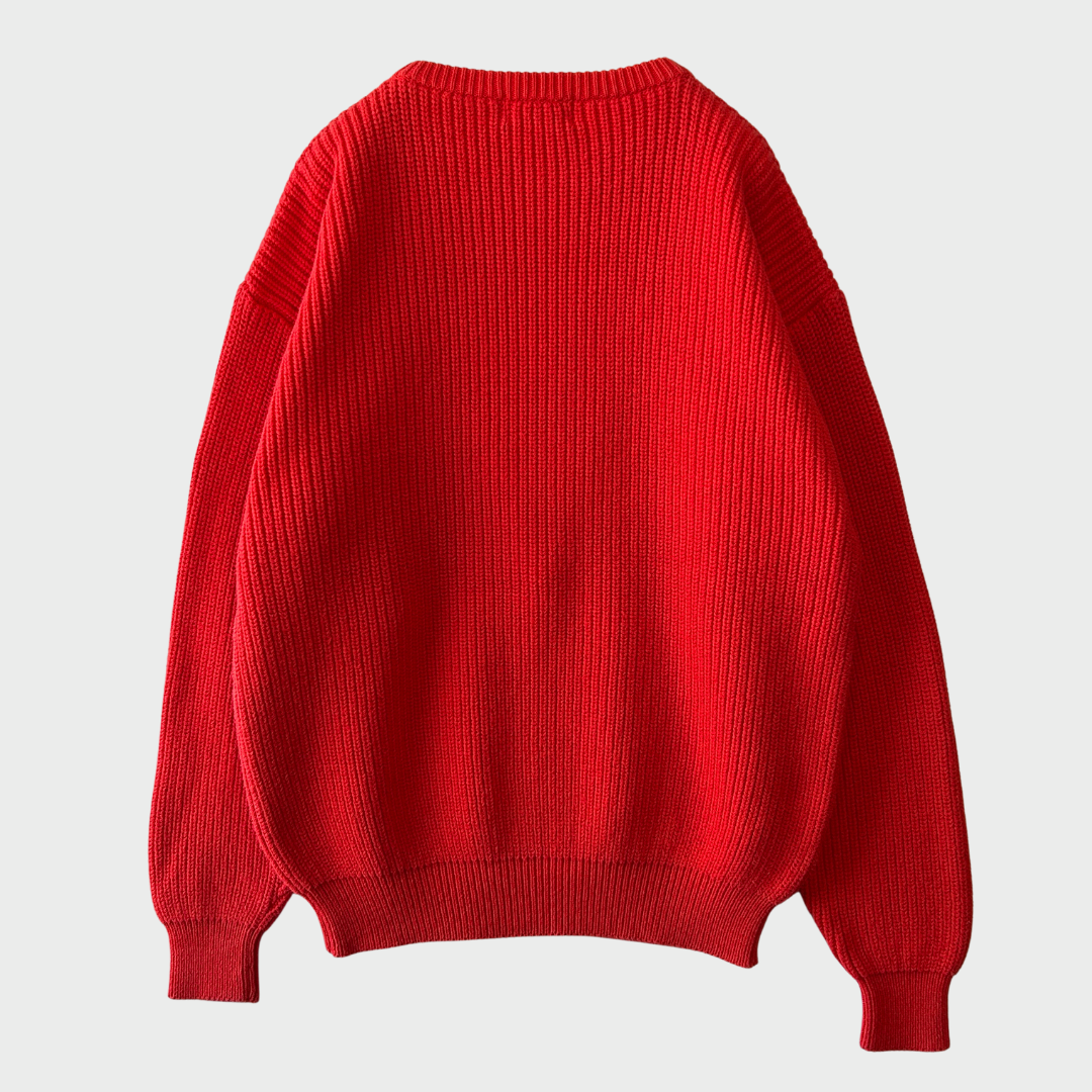 90's Lands'end ランズエンド コットンニット 赤 (M)/A8833K-SO