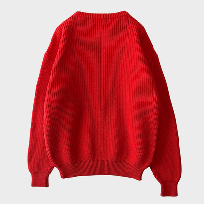 90's Lands'end ランズエンド コットンニット 赤 (M)/A8833K-SO