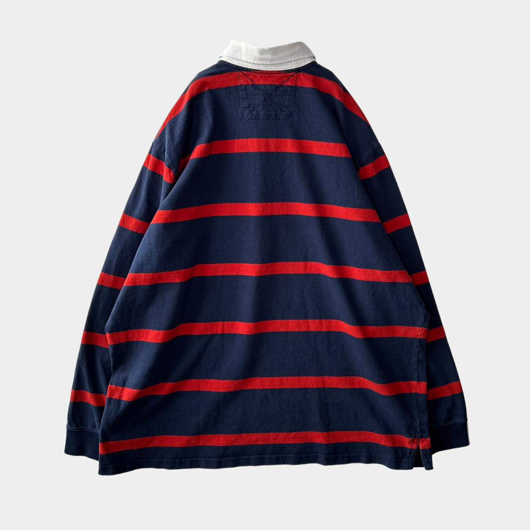Polo Ralph Lauren ラルフローレン ラガーシャツ ボーダー 紺赤(XXL Polo Ralph Lauren ラルフローレン ラガーシャツ ボーダー 紺赤(XXL