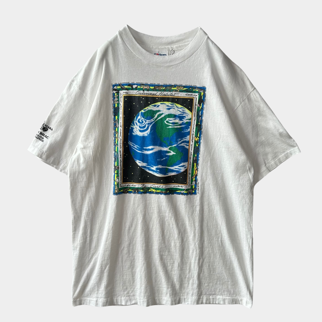 90's Hanes The Earth アートTシャツ 白(XL)/B2111T-SO