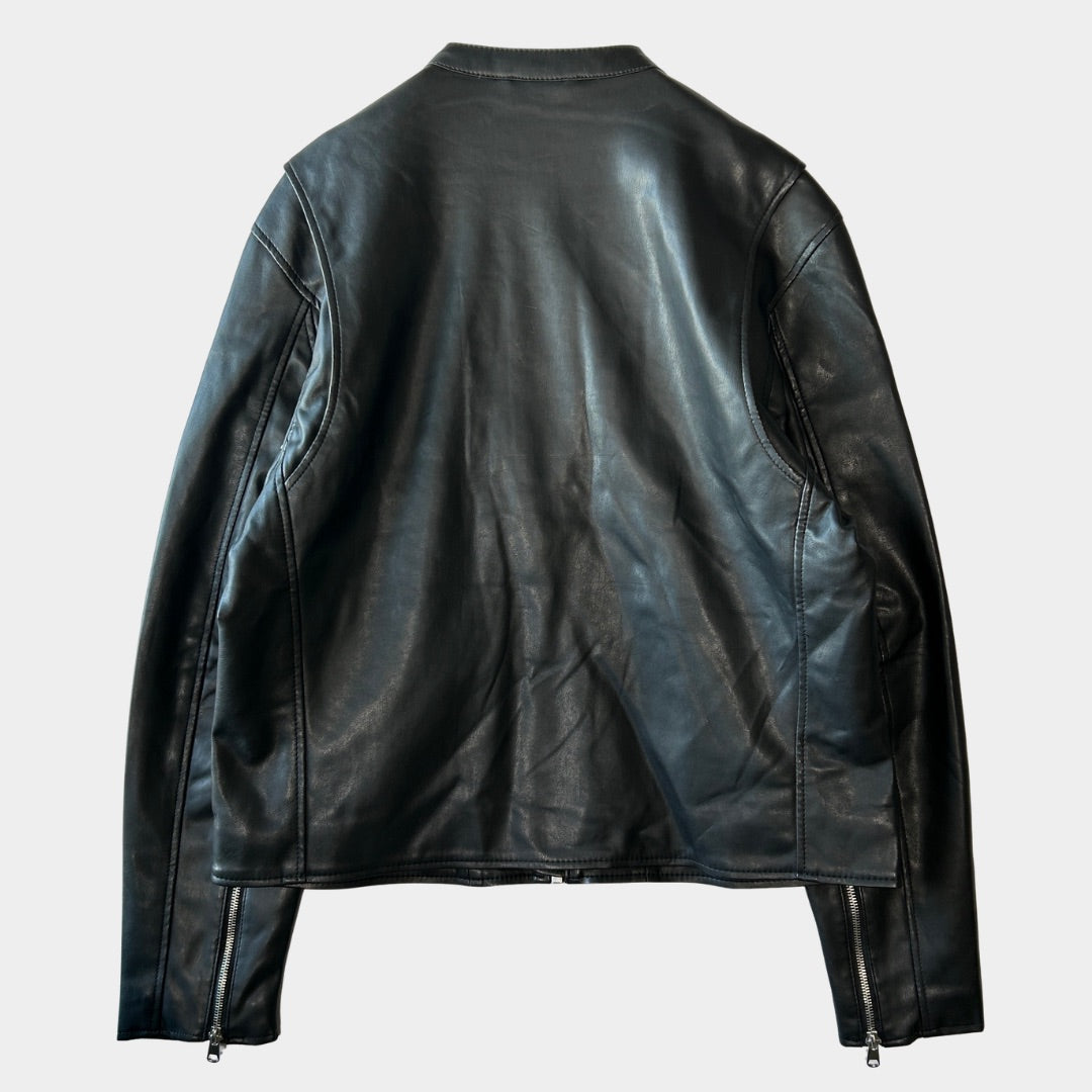 00's WHET BLU fake leather jacket フェイクレザー シングルライダース ジャケット (L)/B0554J-SO